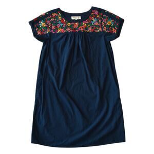 Madewell x JM Drygoods La Novia Embroidered Mini Dress Navy XS Cotton Boho